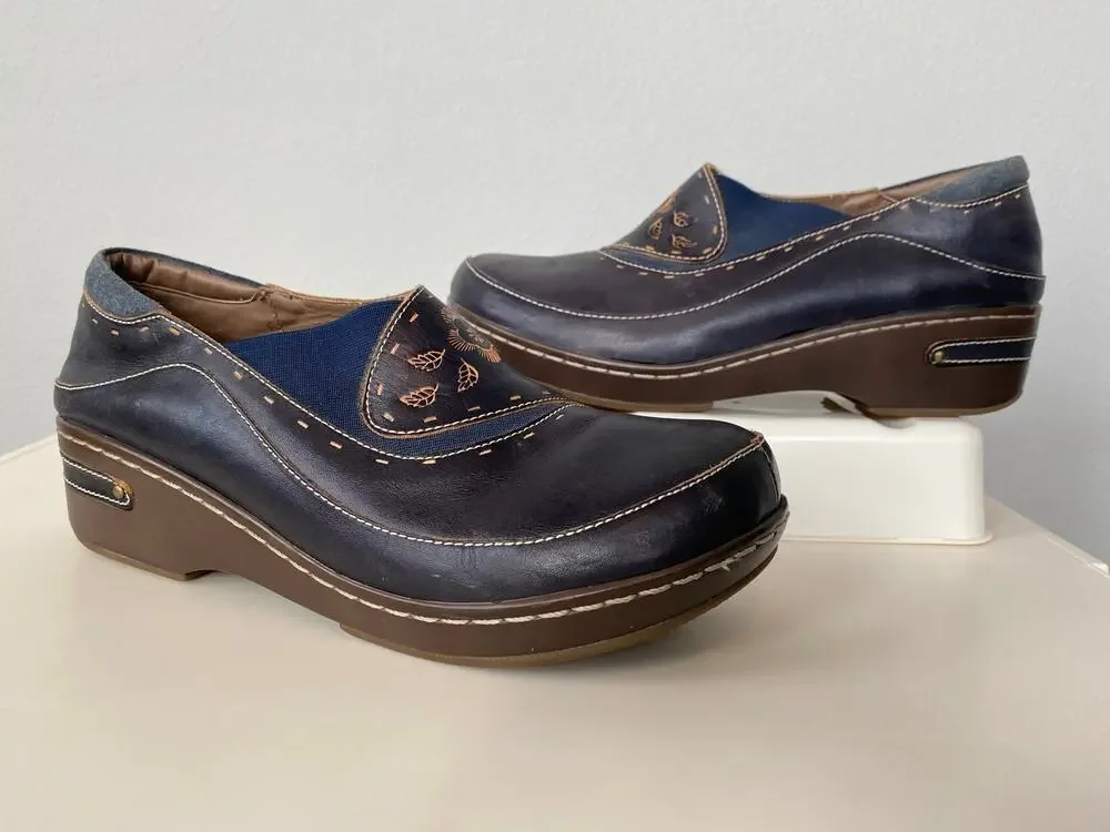 L’Artiste Spring Step Burbank Brown Leather Clogs EU 42 US 10.5-11 Comfort Shoe